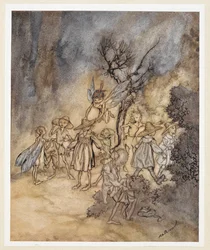 AKT IV: Scene I, linje 138 Gå ind i visse Reapers, ordentligt beboede. Juno og Ceres sender Iris for at hente nogle nymfer og høstmænd for at udføre en countrydans.