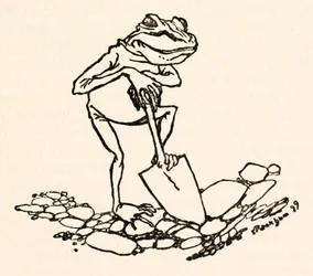Frø med en spade fra Gullivers Travels af Jonathan Swift