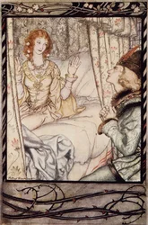 Er det dig, min prins? Jeg har ventet på dig meget længe, fra The Arthur Rackham Fairy Book, pub. 1933