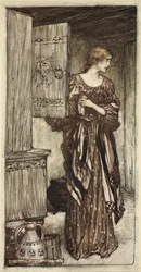 Sieglinde forbereder Hundings drik til natten, illustration fra 