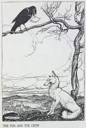 The Fox and the Crow, illustration fra 