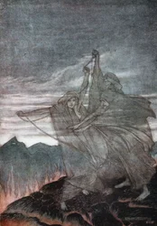 Nornerne forsvinder. Illustration til Siegfried og The Twilight of the Gods af Richard Wagner, 1910