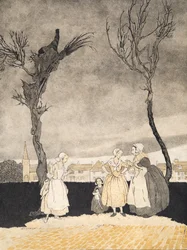 The Women of Sleepy Hollow (Inside Cover), fra The Legend of Sleepy Hollow af Washington Irving (1783 - 1859), pub. 1928