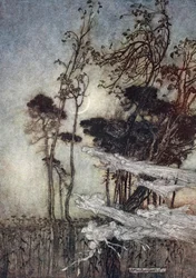 ..Månen, som en sølvbue Nybøjet i himlen, illustration fra 