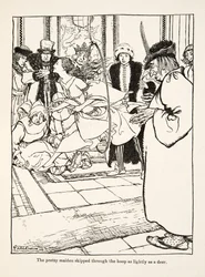 Den smukke jomfru sprang gennem bøjlen så let som en hjort, fra Little Brother & Little Sister and Other Tales af brødrene Grimm, pub.1917 (litho)