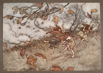 Der er næsten intet, der har så stor en sans for sjov som et faldet blad, fra Peter Pan i Kensington Gardens af J M Barrie (1860 - 1937), pub. 1906