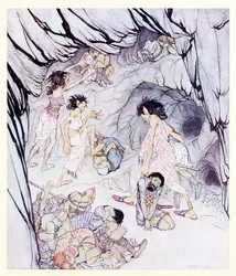 Den her er fed, sagde Cullen, og hun rullede en omfangsrig Fenian frem som ved rattet fra The Enchanted Cave of Cesh Corran i Irish Fairy Tales