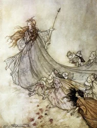 Titania, dronningen af gebyrer. Illustration af Arthur RACKHAM (1867-1939) til Drømmen om en sommernat af William SHAKESPEARE