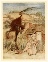 Godt! hun klukkede, I am in luck!, fra English Fairy Tales, pub. 1922 farvelitografi, 1922