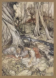 ... Hvor ofte du og jeg på finte primula-knopper plejer at ligge og tømme vores barm for deres søde råd«. Hermia og Helena. En scene fra 
