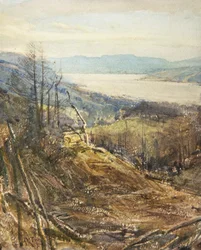 Coniston fra Near Tarn Hows (akvarel)