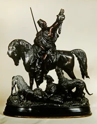 Kabyle vender tilbage fra jagten, ca. 1870 (bronze) (se 474330 for omvendt)
