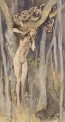 Hamadryad - Spirit of a Tree, ca. 1890 (pastel, blyant og akvarel på papir)