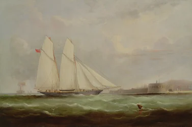 Skonnert Yacht Esmeralda nærmer sig Cherbourg, 1861