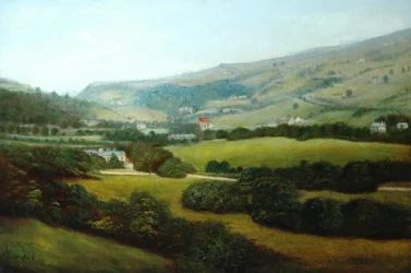 Centre Vale Park og Burnley Valley (olie på lærred)