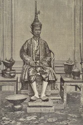 Chulalongkorn eller Rama V (1853-1910). Femte monark af Siam under huset Chakri. Gravering. Privat samling