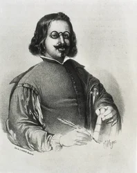 DONON, Julio (19. århundrede). Francisco de Quevedo. Litografi