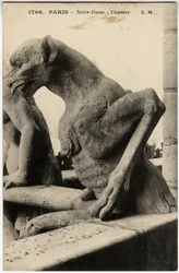 Gargoyle eller chimere fra katedralen Notre Dame de Paris bygget mellem 1163 og det 14. århundrede - Postkort, Selva-samlingen