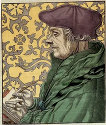 Portræt af Didier Erasme (Erasmus af Rotterdam) (1469 - 1536), hollandsk humanist.
