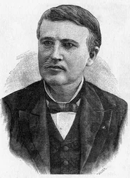 Portræt af Thomas Alva Edison, amerikansk opfinder (stik)