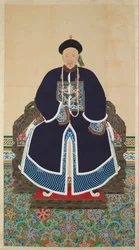 Portræt af en Qing-hofmand, muligvis Jing Shou (d.1889) (blæk og farve på silke)