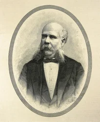 RIUS I TAULET, Francesc de Paula (1833-1889). Spansk advokat og politiker. Borgmester i Barcelona og initiativtager til verdensudstillingen i Barcelona i 1888. Portræt udgivet i "La Ilustracion Espanola y Americana" af A. Carretero. Gravering.