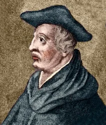 ROGER BACON - engelsk filosof og videnskabsmand - farvelagt kobberstik