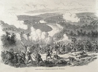 Spanien. Revolutionen i 1868. Slaget ved Alcolea (20. september), som kulminerede med Isabel II
