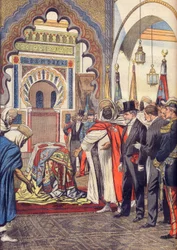 Den franske republiks præsident, Emile Loubet, besøger Sidi Bou Medine-moskeen i Tlemcen, Algeriet.