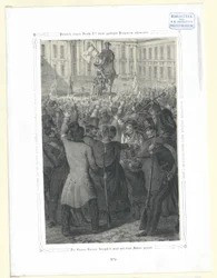 Statuen kejser Joseph II vil med et flag dyrebare