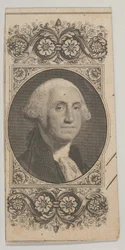 Seddelmotiv: Portræt af George Washington i et dekorativt panel, ca. 1824-37.