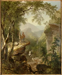 Beslægtede ånder: Maleren Thomas Cole (1801-1848) og digteren William Cullen Bryant (1794-1878) mødes i et romantisk landskab. Maleri af Asher Durand (1796-1886), 1849, privat samling - Beslægtede ånder. Hudson Rivers store kunstner