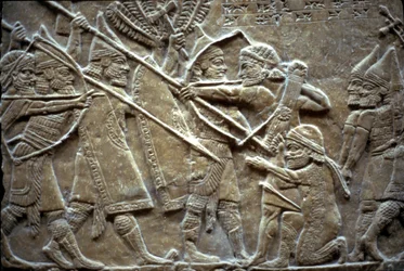 Ashurbanipal ved slaget ved Til-Tuba, 650-620 f.Kr