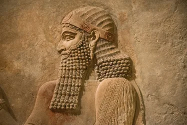 Detalje af Assyriens kong Sargon II fra kong Sargons palads i Khorsabad, ca. 716-713 f.Kr.