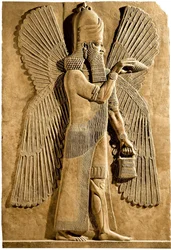 Bevinget ånd. Detalje af et relief fra den assyriske kong Sargon II