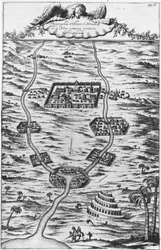 Mesopotamien, tigeren og Eufrat - i "" Tirris Babel"", af Athanasie Kirecheri S.J., Amsterdam