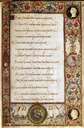 Side fra manuskriptet til Il Canzoniere af Francesco Petrarca (1304-1374). Miniature af Attavante degli Attavanti (1452-1525), Biblioteca Nazionale, Firenze