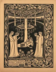 Hvordan fire dronninger fandt Lancelot sovende. Illustration til bogen Le Morte dArthur af Sir Thomas