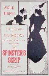 Plakatannoncering The Spinsters Scrip, som kompileret af Cecil Raynor, udgivet af Macmillan & Co.
