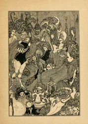 Låsens voldtægt. Illustration til The Cave of Spleen af Alexander Pope