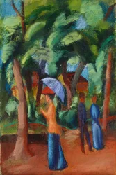 En spadseretur i parken, 1914