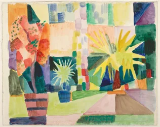 Haven ved Thun-søen (Granatæbletræ og palme i haven), 1914