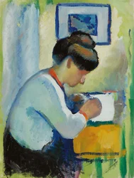 Kvinde skriver, 1910