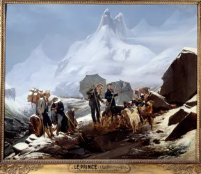 Landskab af Susten (Schweiziske Alper). Maleri af Auguste Xavier Leprince (1799-1826)