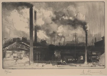 På Creusot Works - Steel Mills (roulette & drypoint)