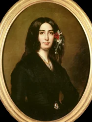 Portræt af forfatteren George Sand (1804-1876) Aurore Dupin, Baronne Dudevant Maleri af Auguste Charpentier (1813-1880) 1838 Paris, Museum of Romantic Life