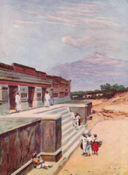 Ruinerne af Mitla, Mexico (farvelitografi)