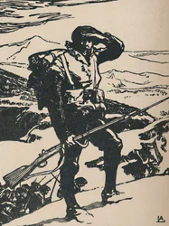 Alpejæger ser på Rhinsletten, 1919