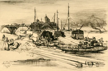 Stationskajen: Offentlig losseplads, 1908.