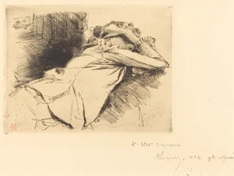 Tilbagelænet kvinde sover (Femme couchee sommeillant)